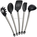 OEM Wholesale Food Grade Stainless Steel Handle Nonstick Baking Cooking Tools Accessories Silicone Kitchen Utensil Set